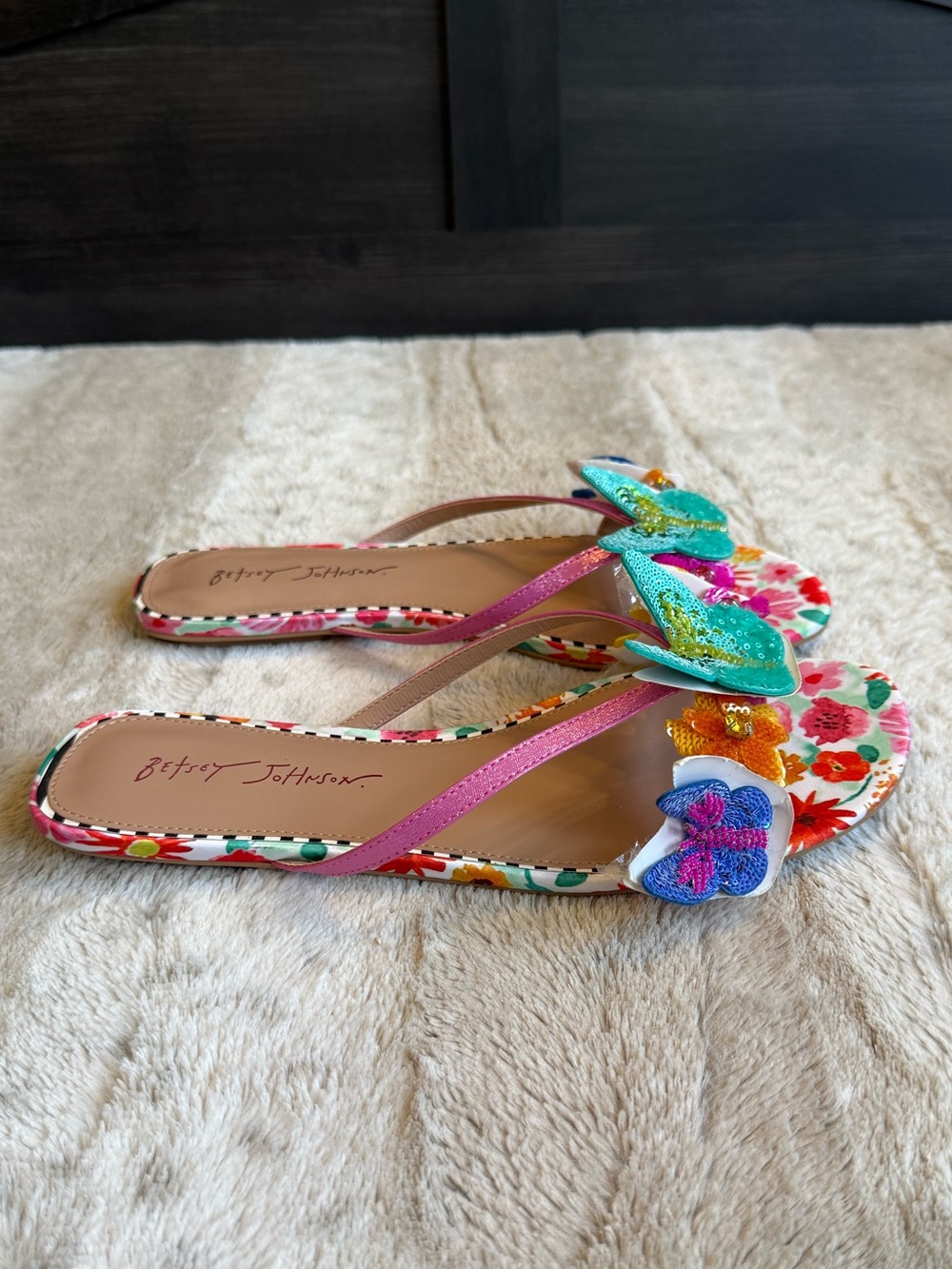 NEW Betsey Johnson Sellena Slide Sandal in Teal Multi Size 8.5” - Picture 8 of 13